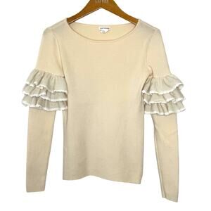 Club Monaco Feleesha ruffle‎ sleeve sweater Women's Small Cream